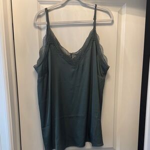 Lace Trim Teal Camisole Top